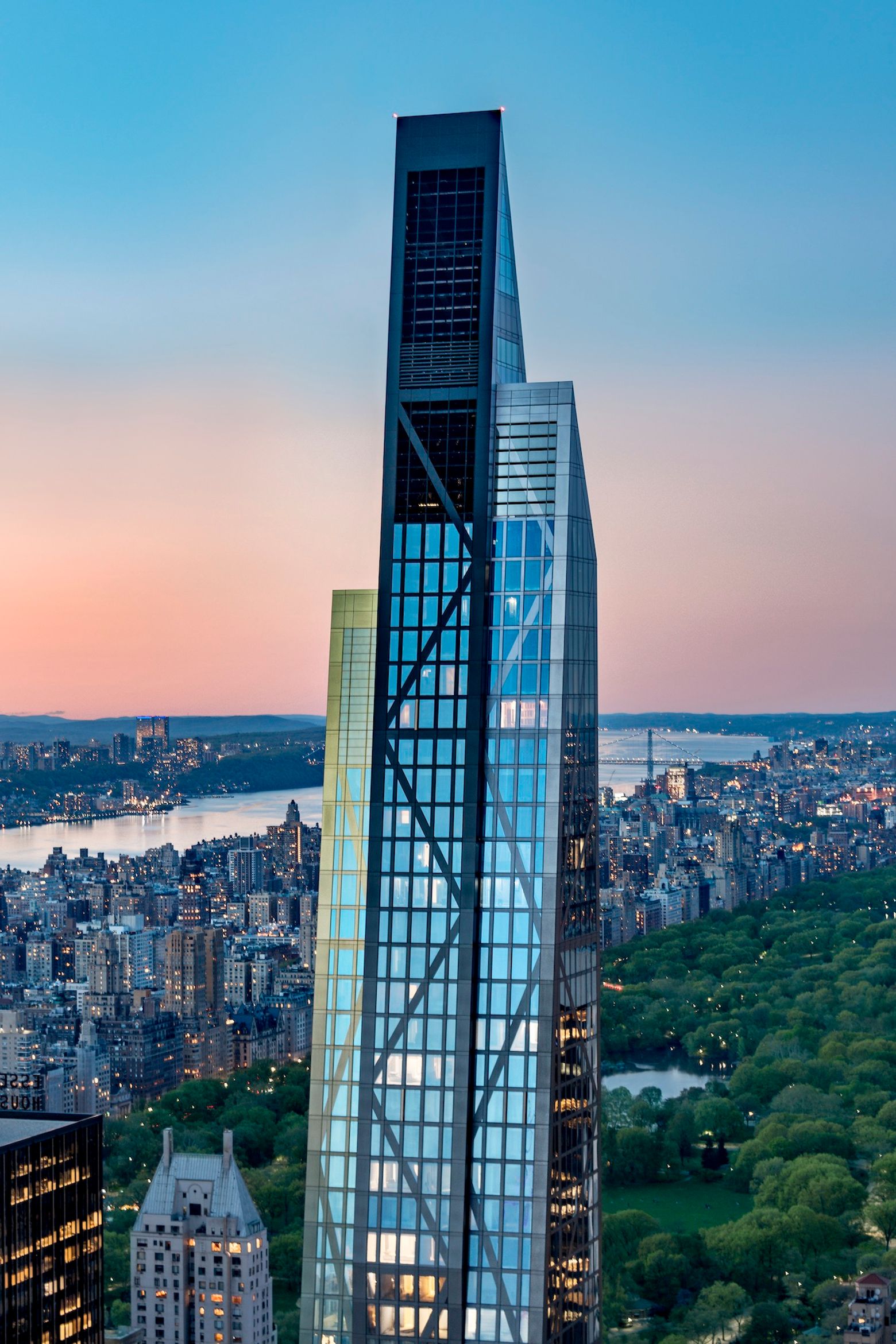 Golden-hour crown and spires at sunset